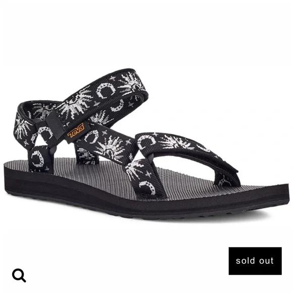 Sandals Teva Women Original Universal Sun And Moon Black White - Picture 1 of 3